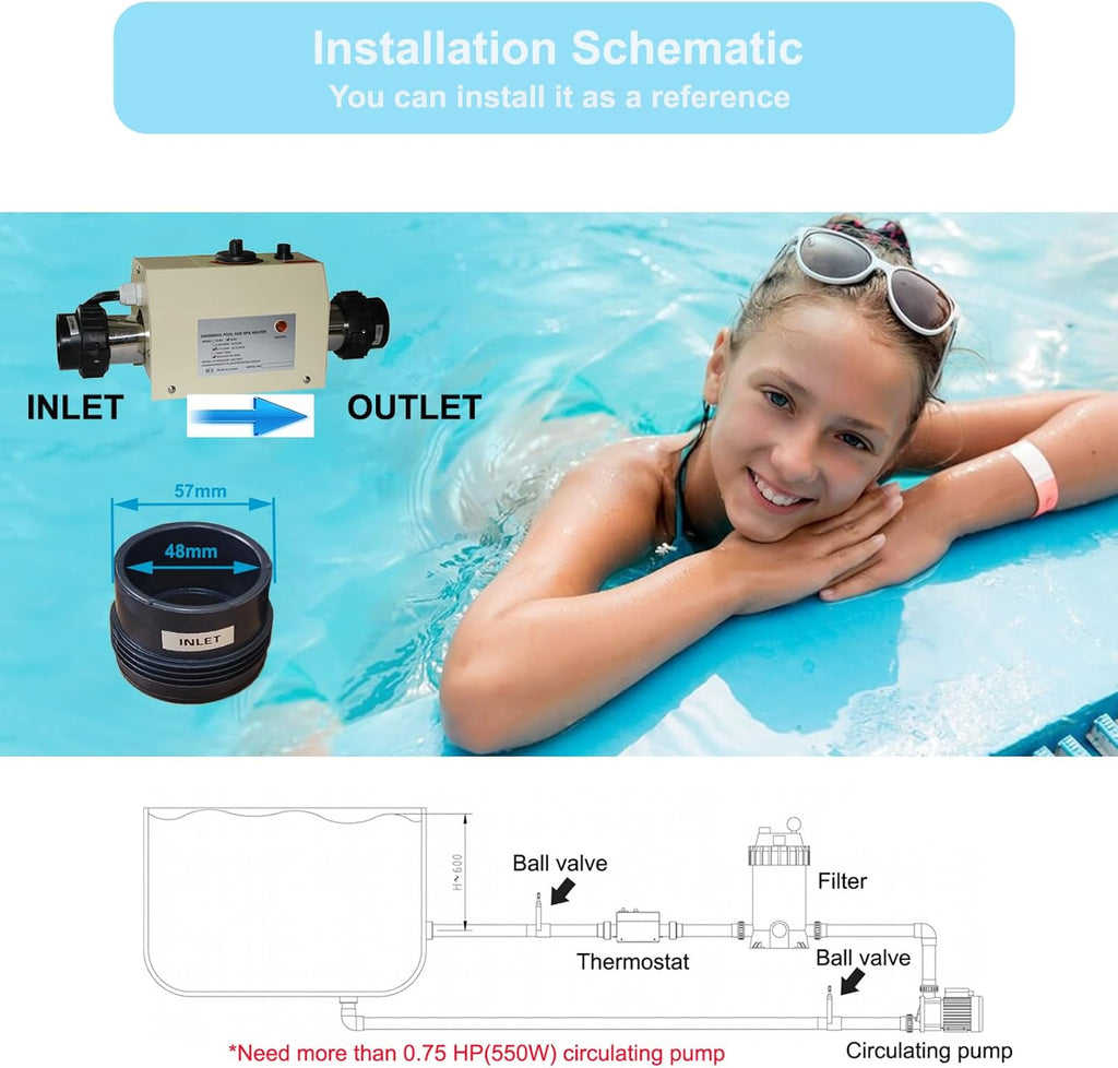 3KW 220V Electric Swimming Pool Heater W49887