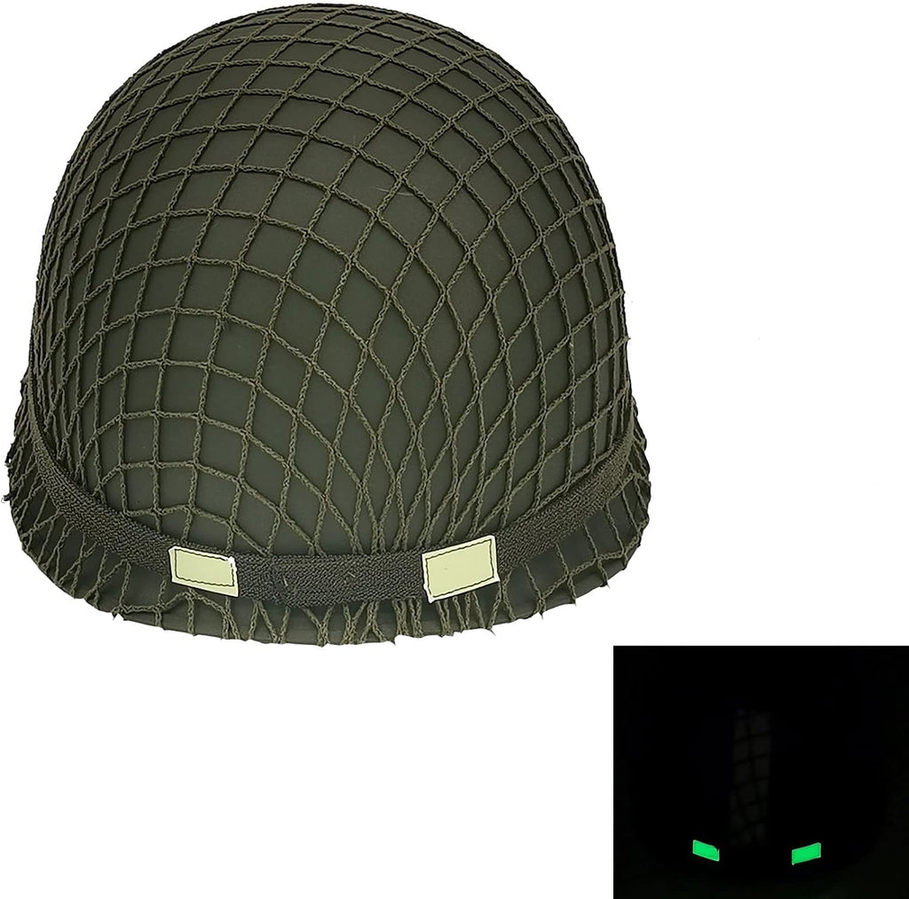 WWII US Army M1 Helmet Metal Steel Shell Replica with Net Canvas Chin Strap Cat Eye Band I166