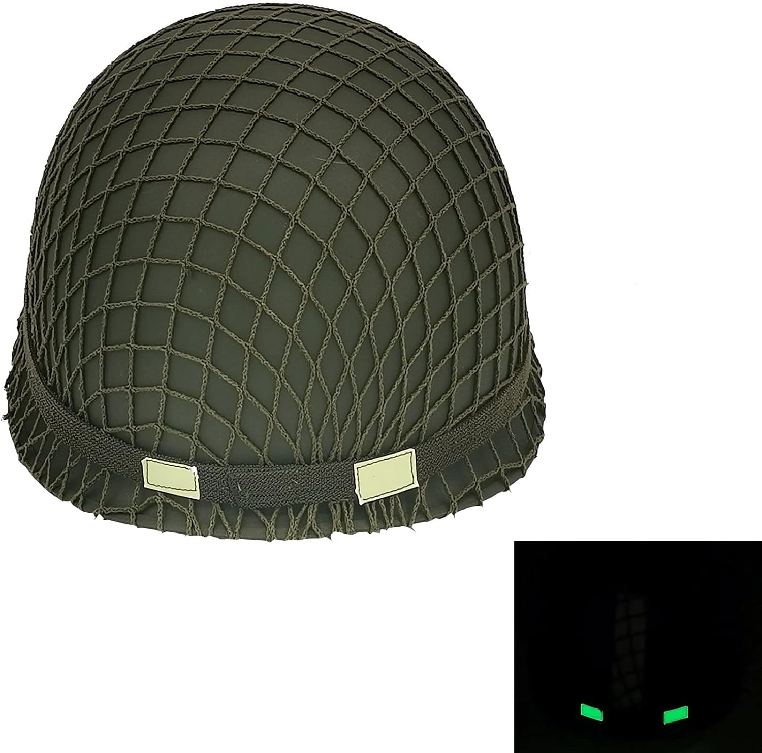 WWII US Army M1 Helmet Metal Steel Shell Replica with Net Canvas Chin Strap Cat Eye Band I166