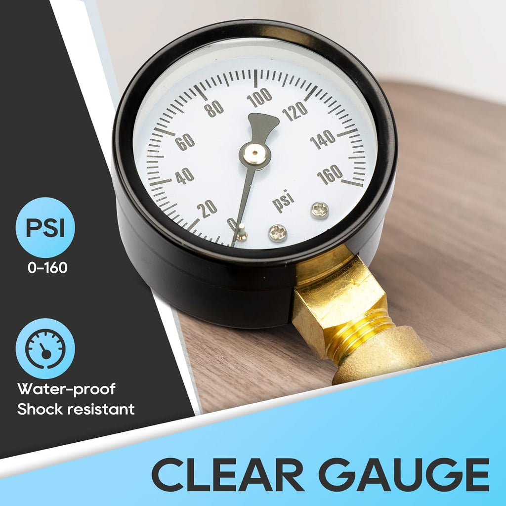 Brass Lead-Free Adjustable RV Water Pressure Regulator Valve with Gauge and Inlet Screen Filter B382