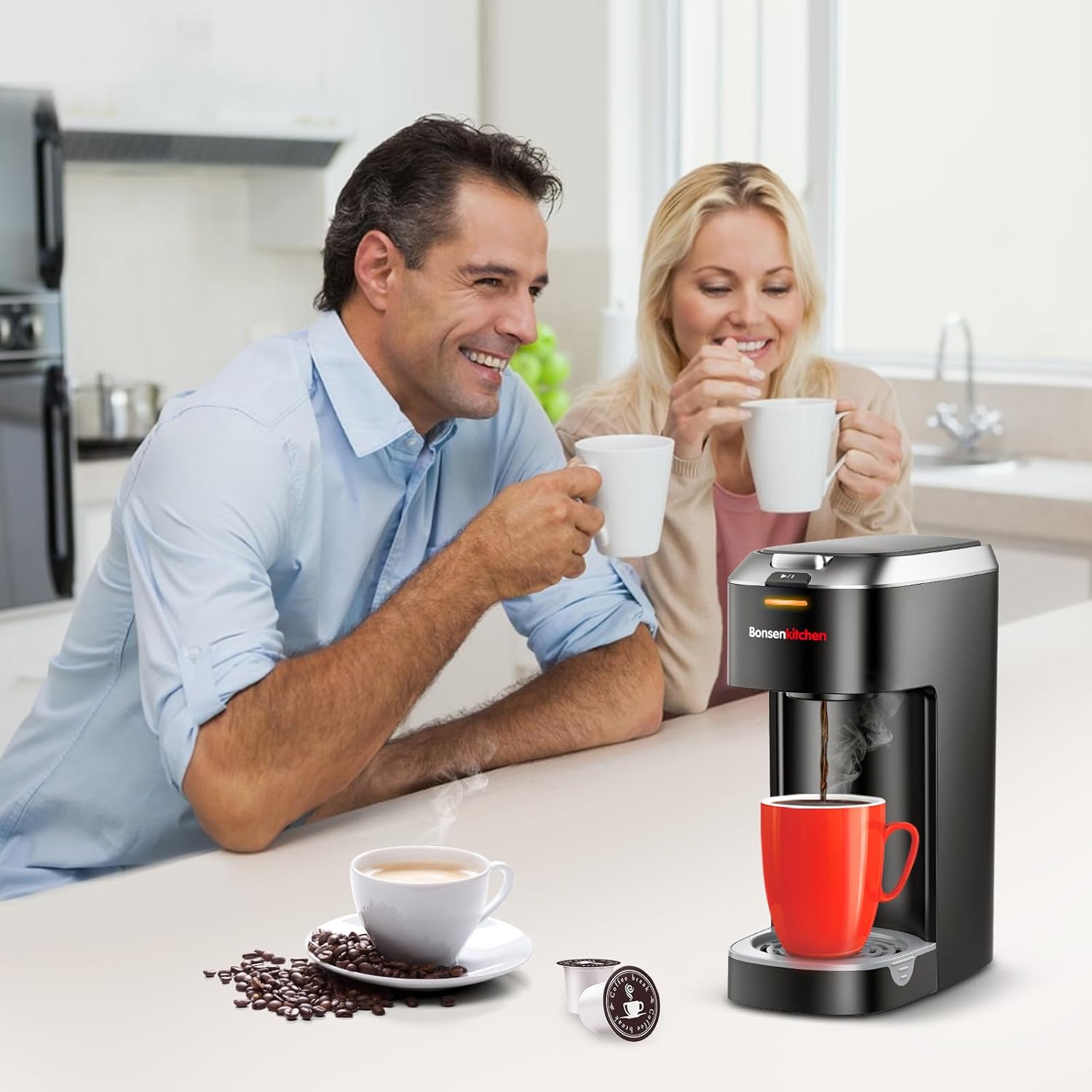 Single Serve Coffee Maker for K Cup Capsule, 6 to 12oz Brew Sizes T8009