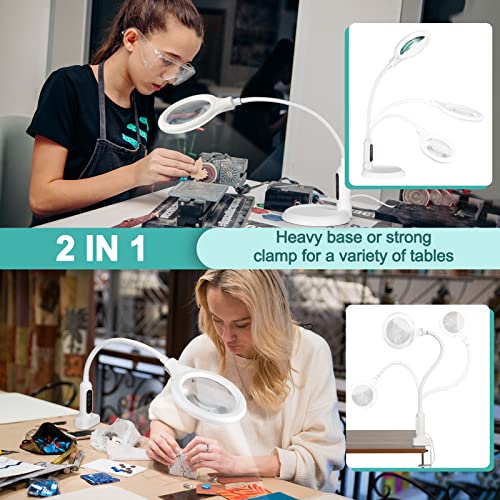 5X Magnifying Glass with Light and Clamp, Flexible Gooseneck LED Desk Lamp F463287