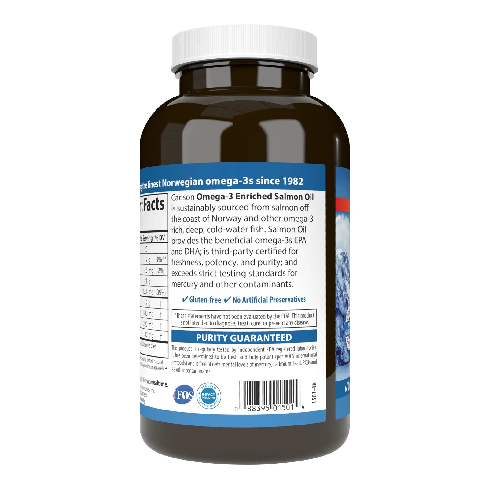 Norwegian Salmon Oil 500 mg Omega-3s 180 Softgels U7321