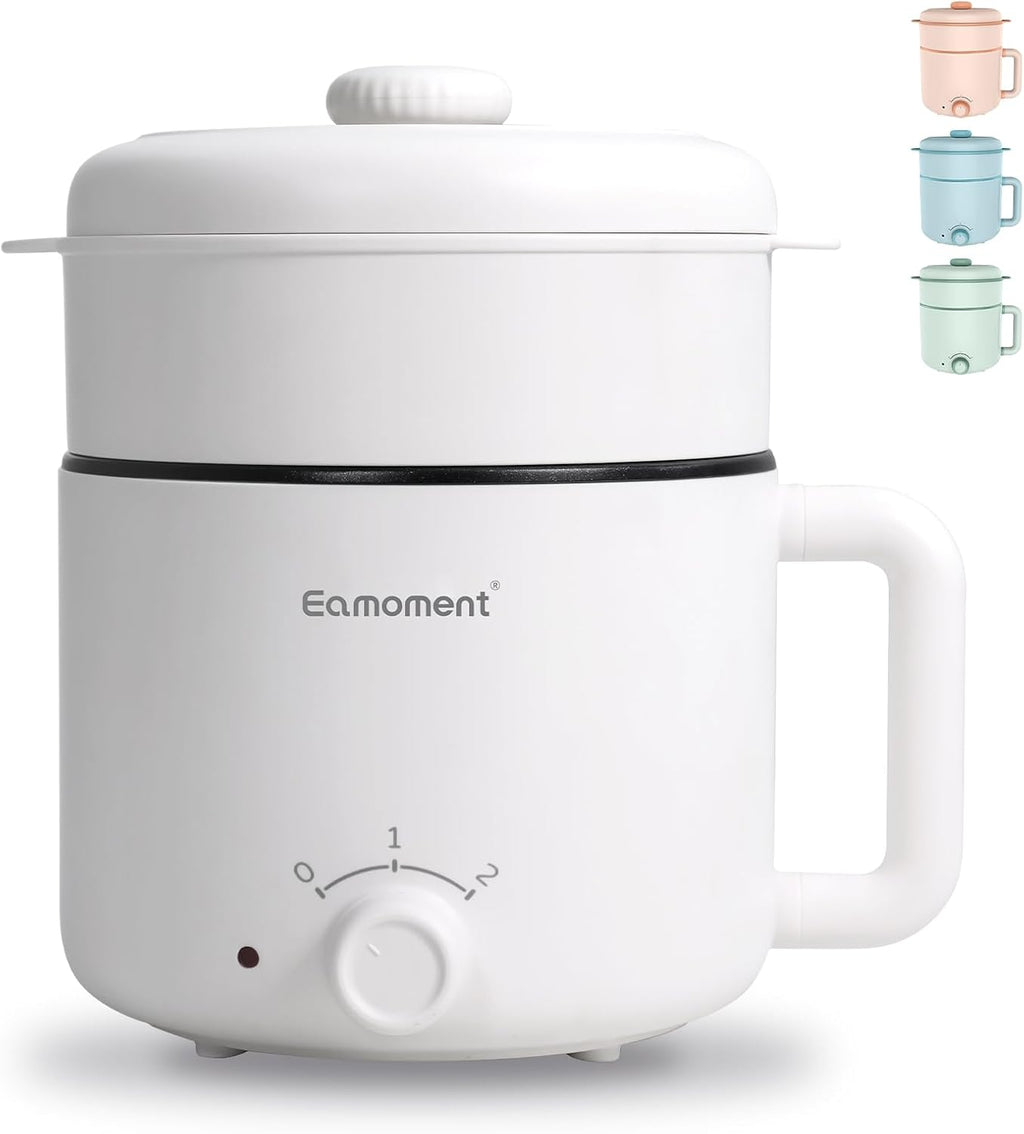 White Electric Mini Ramen Cooker 1.2L Nonstick 300W/600W N349292