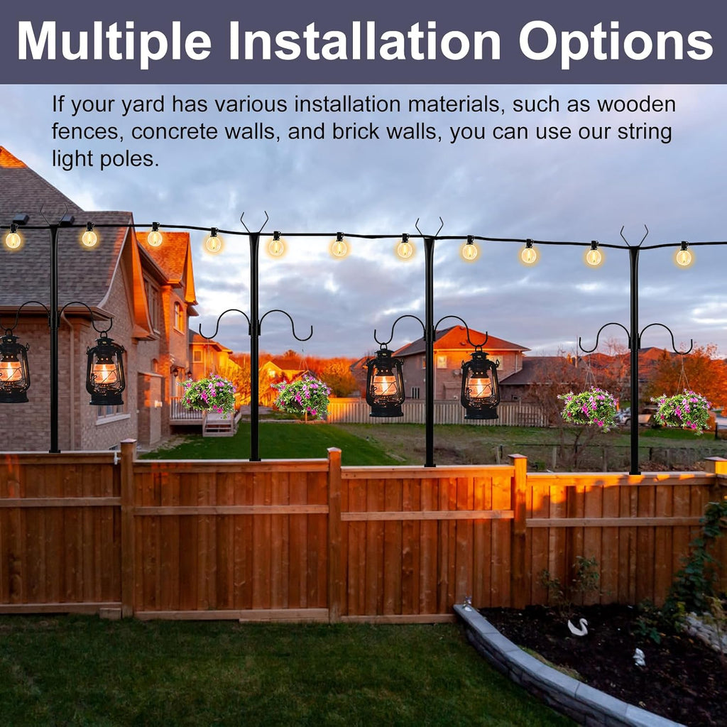 2 Pack Adjustable Metal String Light Poles H547