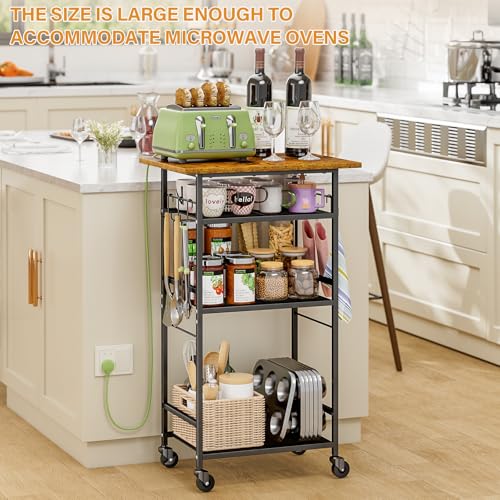 3 Tier Rolling Kitchen Microwave Cart with Adjustable Shelf G99378