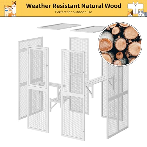 White Wooden Cat Enclosure with 3 Platforms M25987