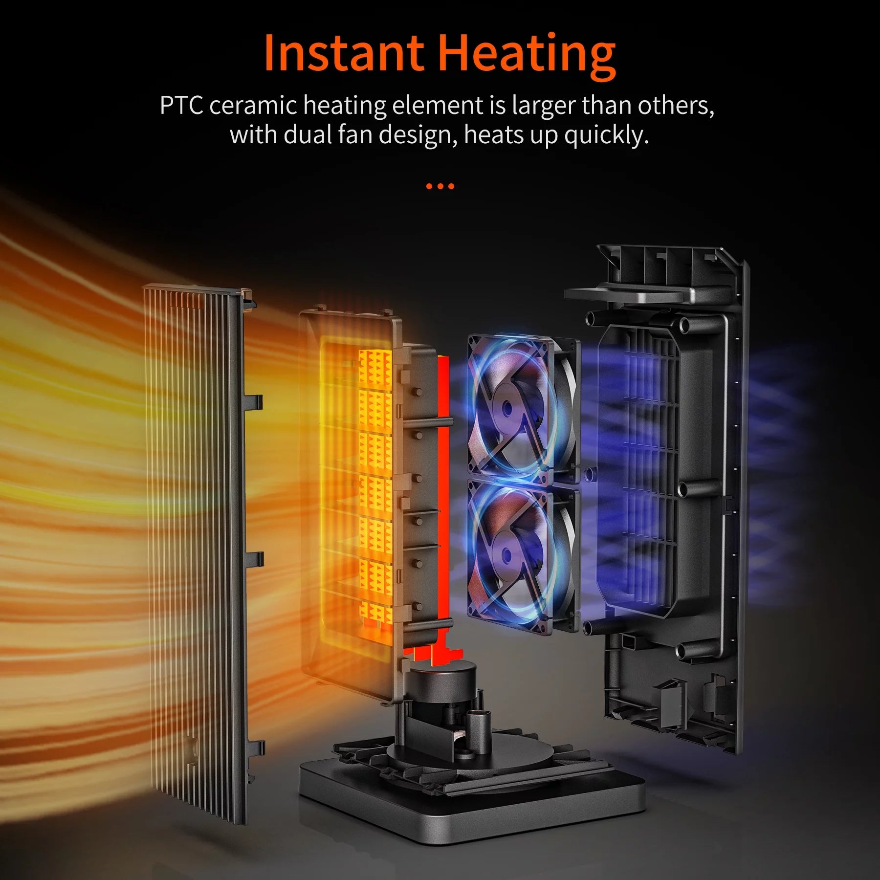 1500W Ceramic Heater with Thermostat and Remote Control D804