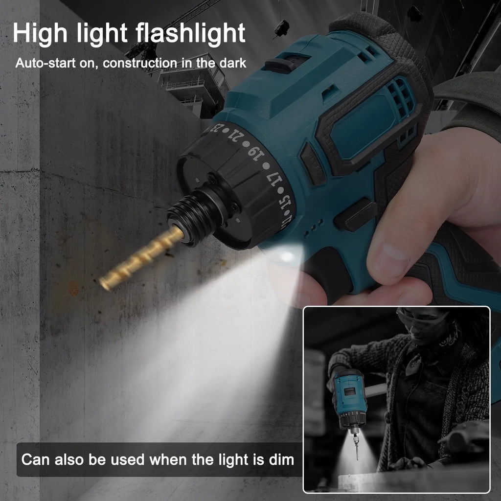 18V Electric Screwdriver Torque Adjustable 2 Speed Control Modes Brushless Motor Repair Tool Kit A3728