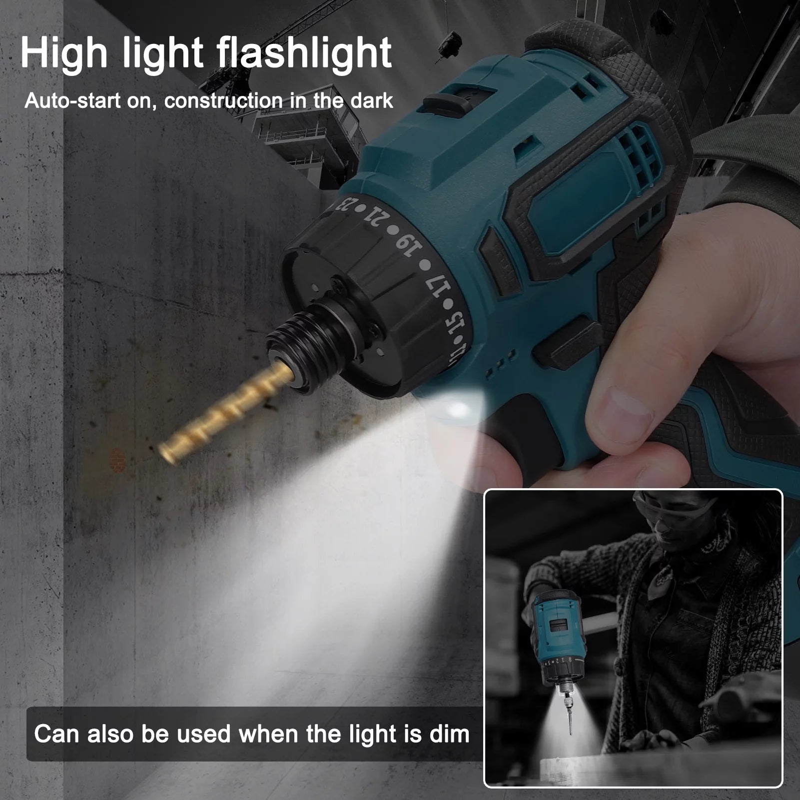 18V Electric Screwdriver Torque Adjustable 2 Speed Control Modes Brushless Motor Repair Tool Kit A3728