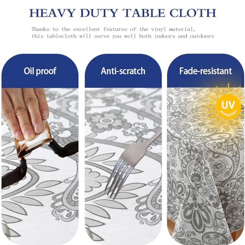 Blue 60x120 Inch Waterproof PVC Tablecloth with Flannel Backing U852