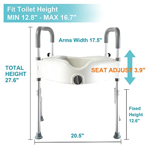 Grey+White 5 Inch Raised Toilet Seat with Handles C15909