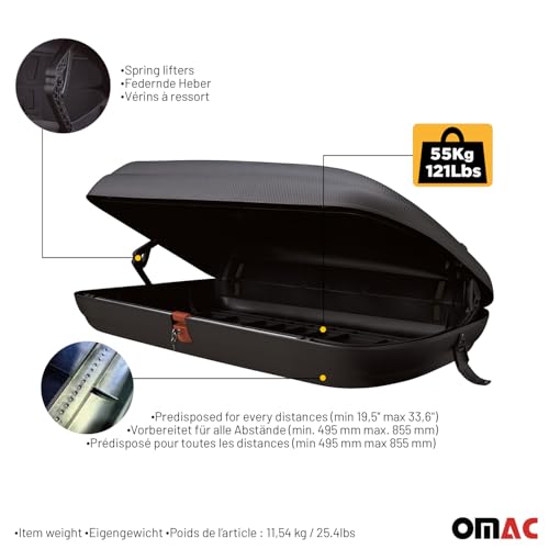 11.3 Cubic Feet Carbon Fiber Textured Car Rooftop Cargo Box Z805