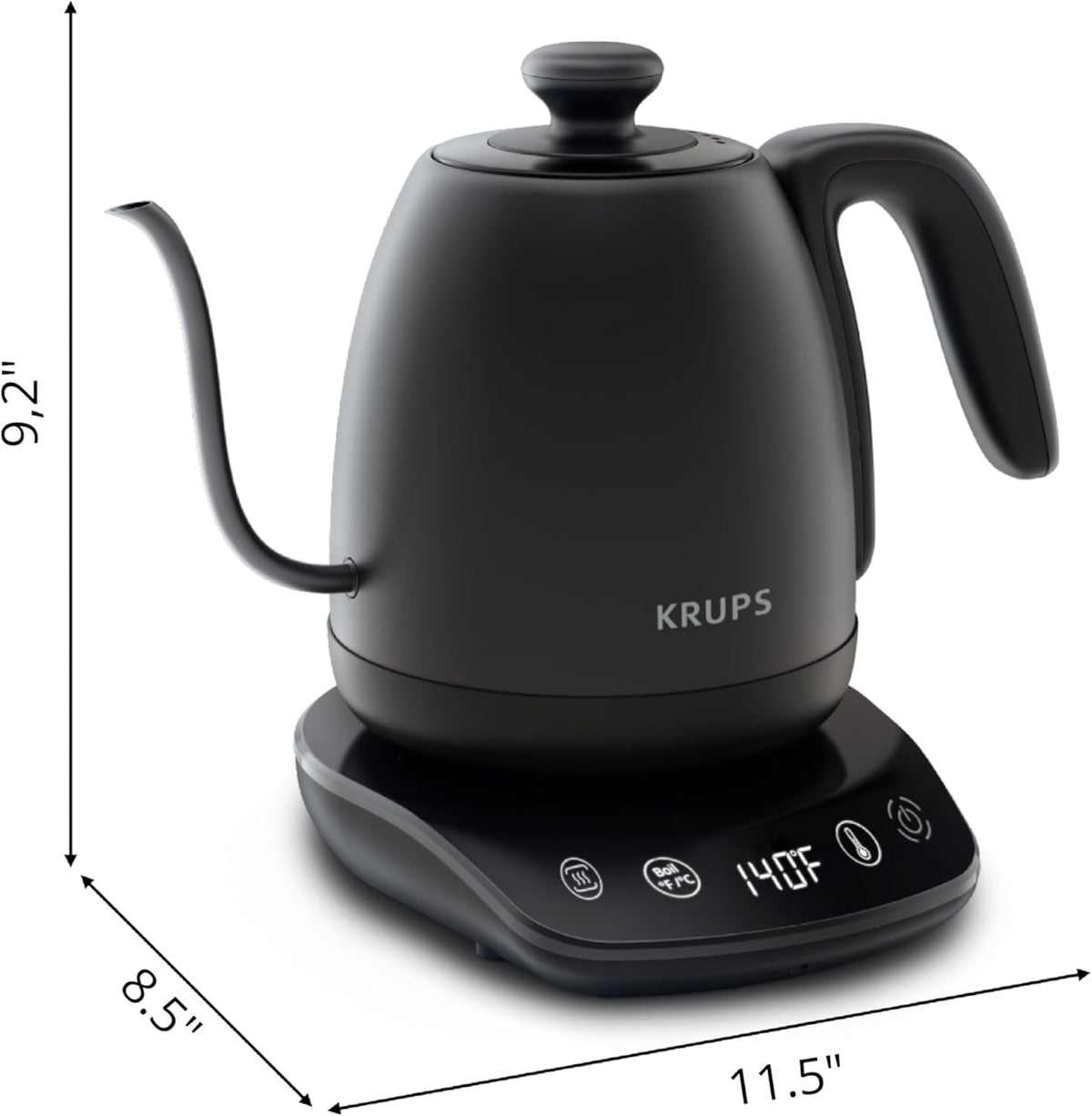Black Stainless Steel Gooseneck Electric Kettle 1 Liter Q503