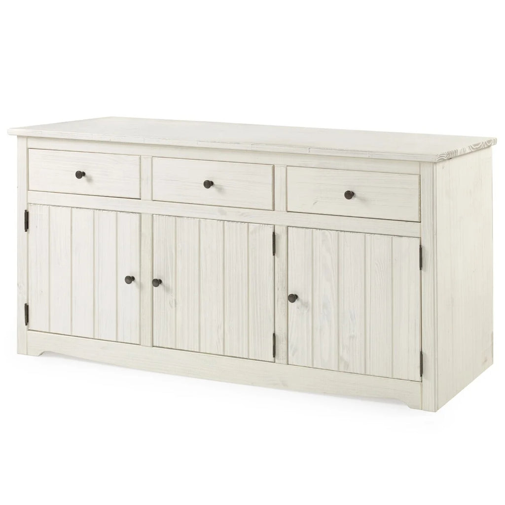 White Distressed Wood Buffet Sideboard O856