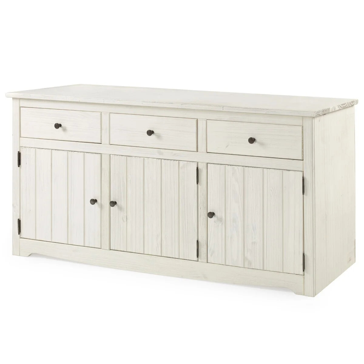 White Distressed Wood Buffet Sideboard O856