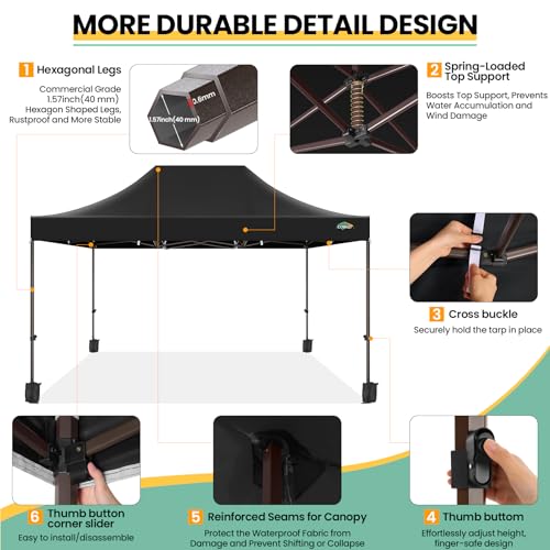 10x20 Pop up Canopy Tent with 6 Sidewalls and Roller Bag J68482