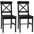 Black Wooden Cross Back Dining Chairs Set of 2 S77470