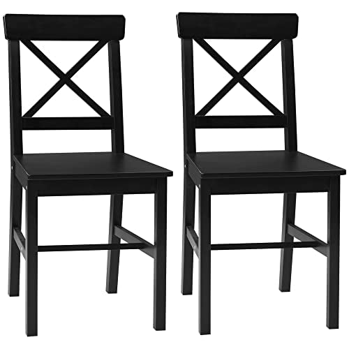 Black Wooden Cross Back Dining Chairs Set of 2 S77470