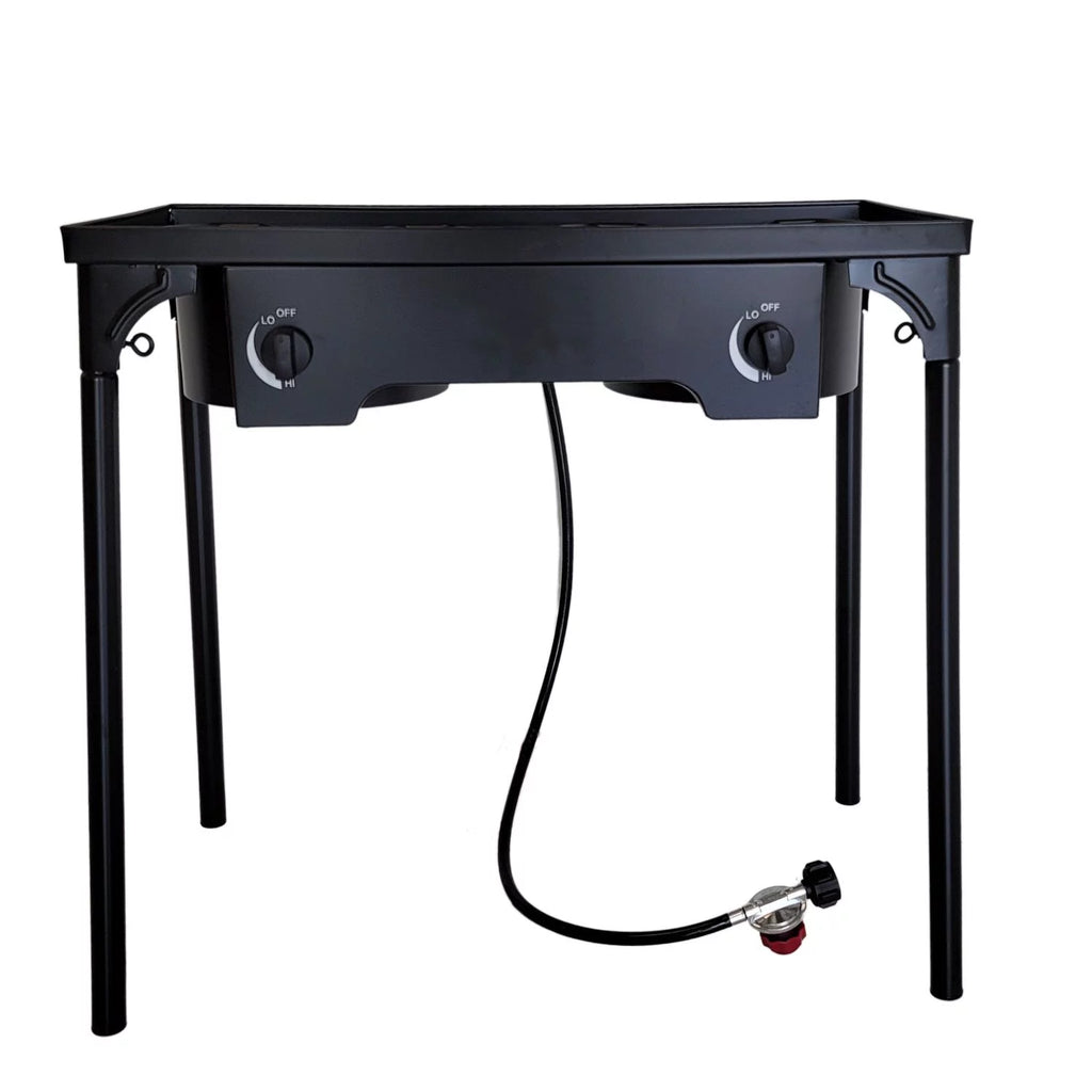 Folding Two Burner Cast Iron Stove with Stainless Steel Griddle E4487