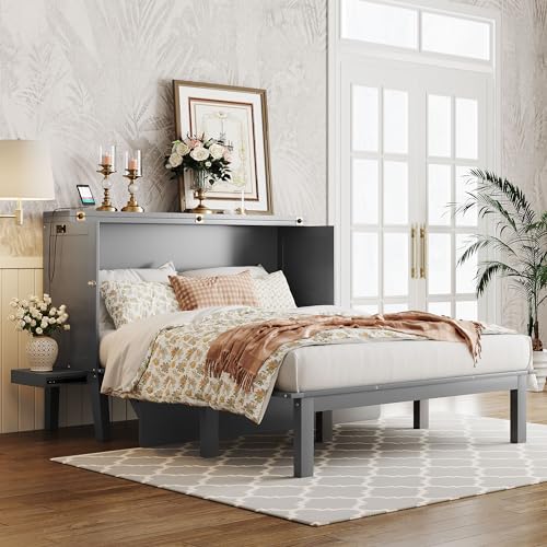 Gray Queen Size Wood Murphy Bed I439