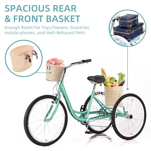 7 Speed 20/24/26 inch 3 Wheel Tricycle with Basket L263594