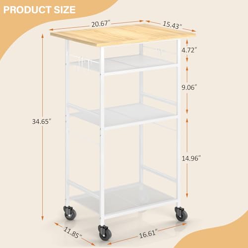 3 Tier Rolling Kitchen Microwave Cart with Adjustable Shelf G99378