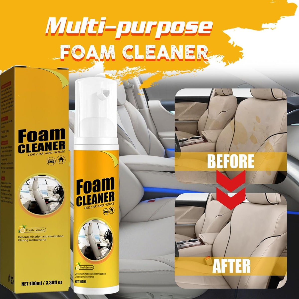 2PCS Multipurpose Foam Cleaner Lemon Flavor (100ml*2) V69623