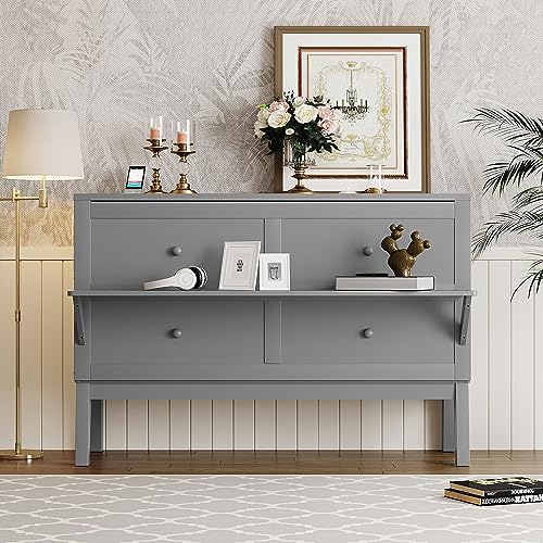 Gray Queen Size Wood Murphy Bed I439