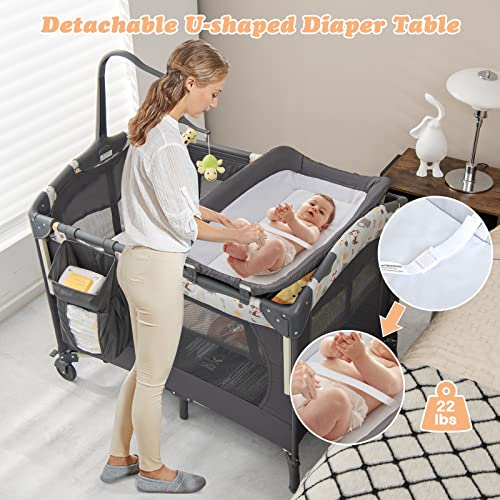 4 in 1 Pack and Play with Bassinet and Changing Table V692