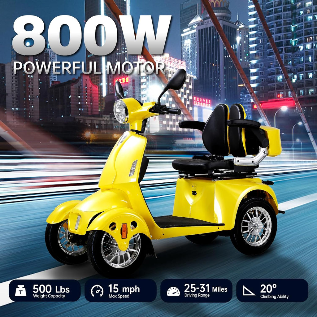 Yellow 4 Wheel Mobility Scooter 500lbs Capacity F9890