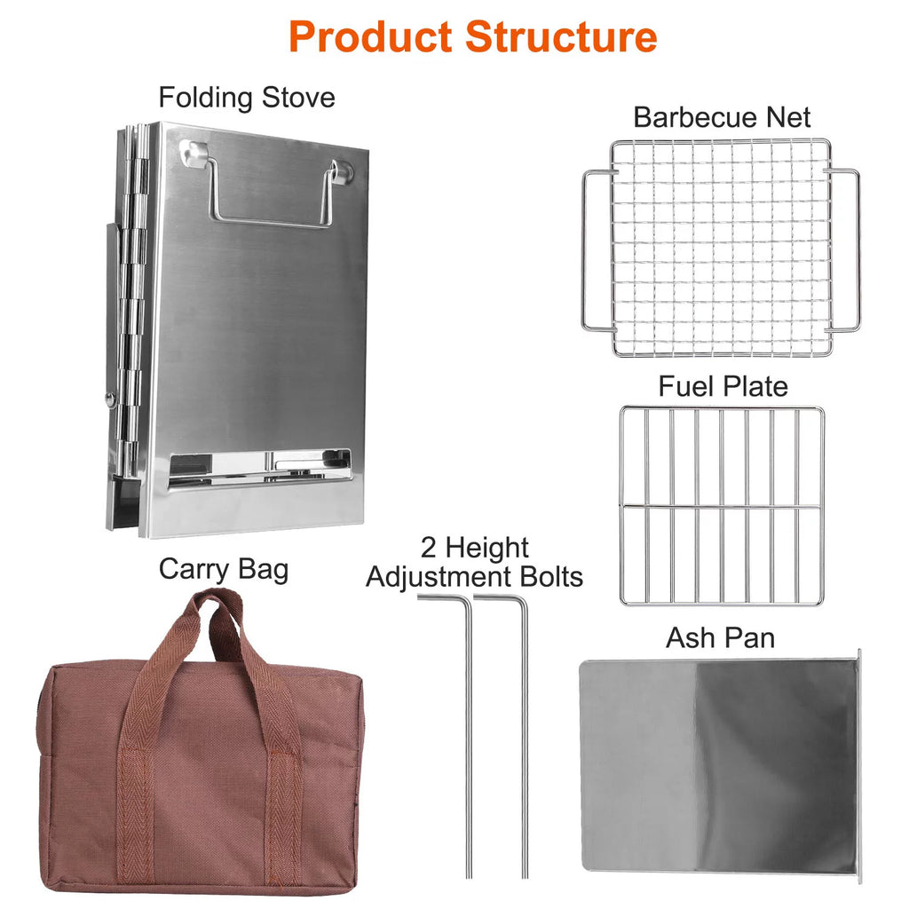 Folding Stainless Steel Camp Stove with Carry Bag M9020