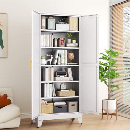 75.2”H Metal Pantry Storage Cabinet with Adjustable Shelves S717534