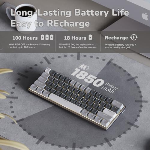 60% Wireless Mechanical Gaming Keyboard with Hot Swappable RGB J3224