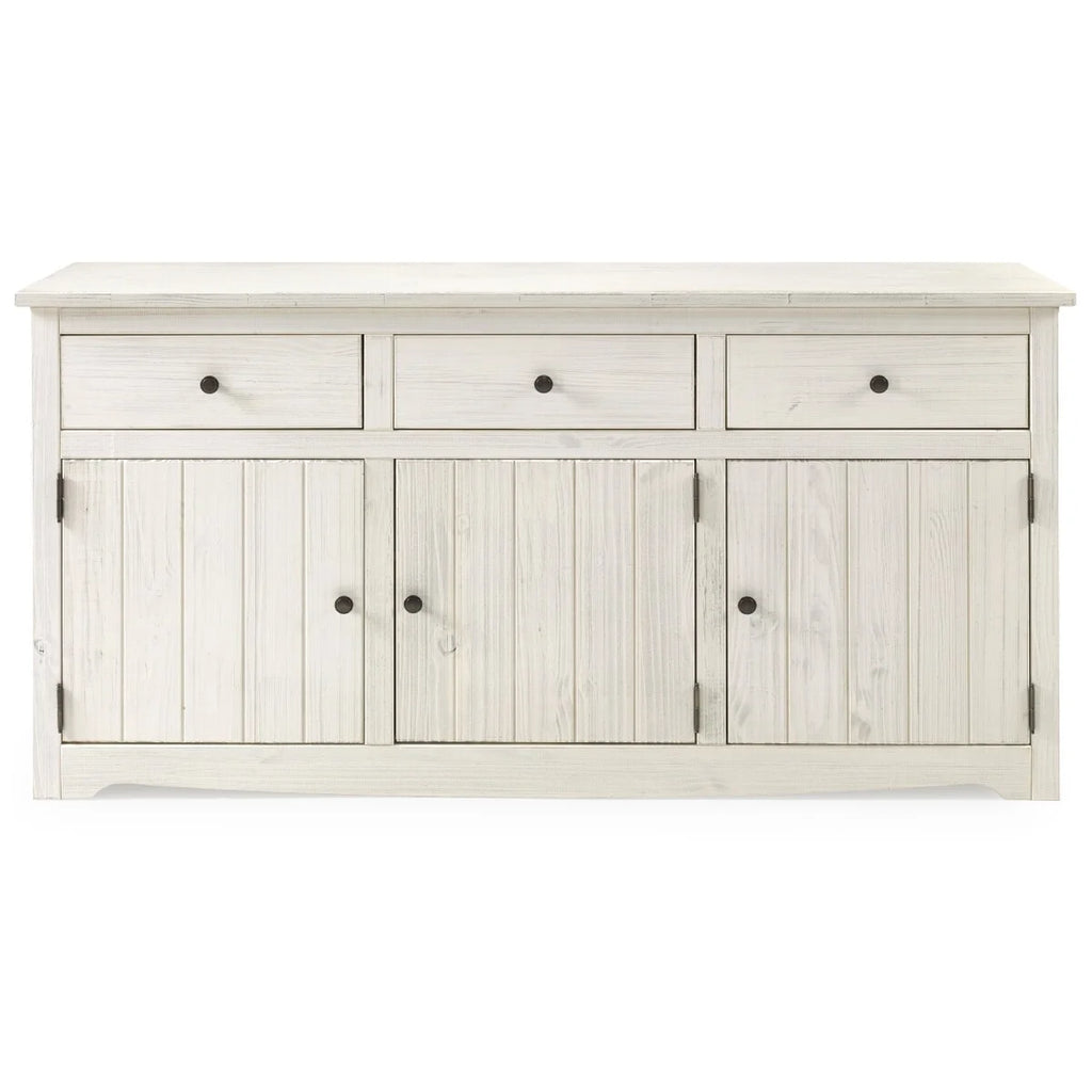 White Distressed Wood Buffet Sideboard O856