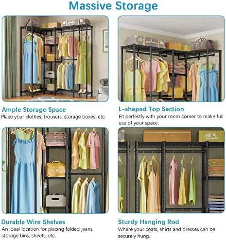 67.5" L Shaped Freestanding Wire Garment Rack O3696