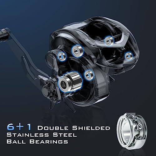 Low Profile Baitcasting Fishing Reel, Graphite Frame, 35 lbs. Drag B15310