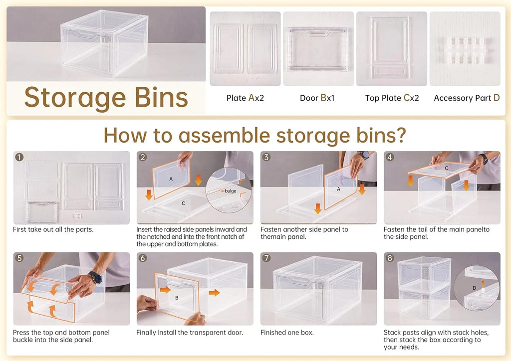 6 Pack Clear Stackable Plastic Storage Bins with Lids B545578