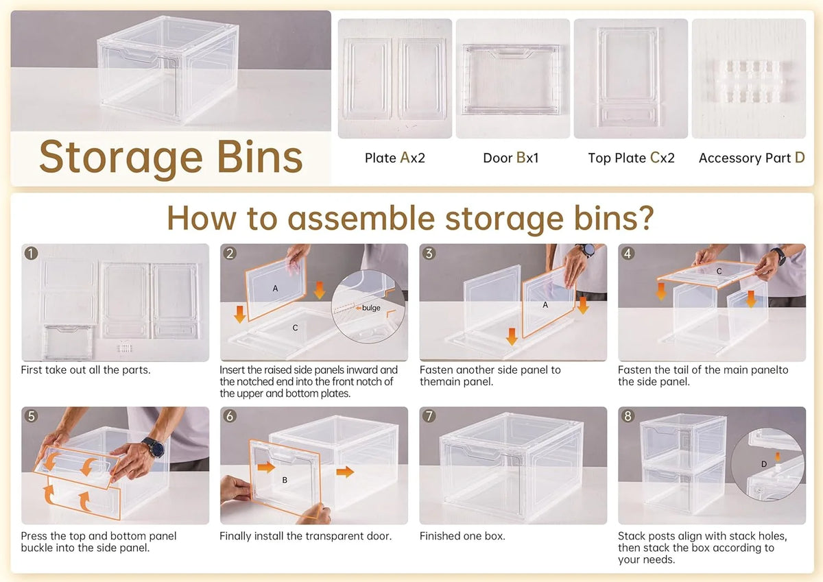 6 Pack Clear Stackable Plastic Storage Bins with Lids B545578