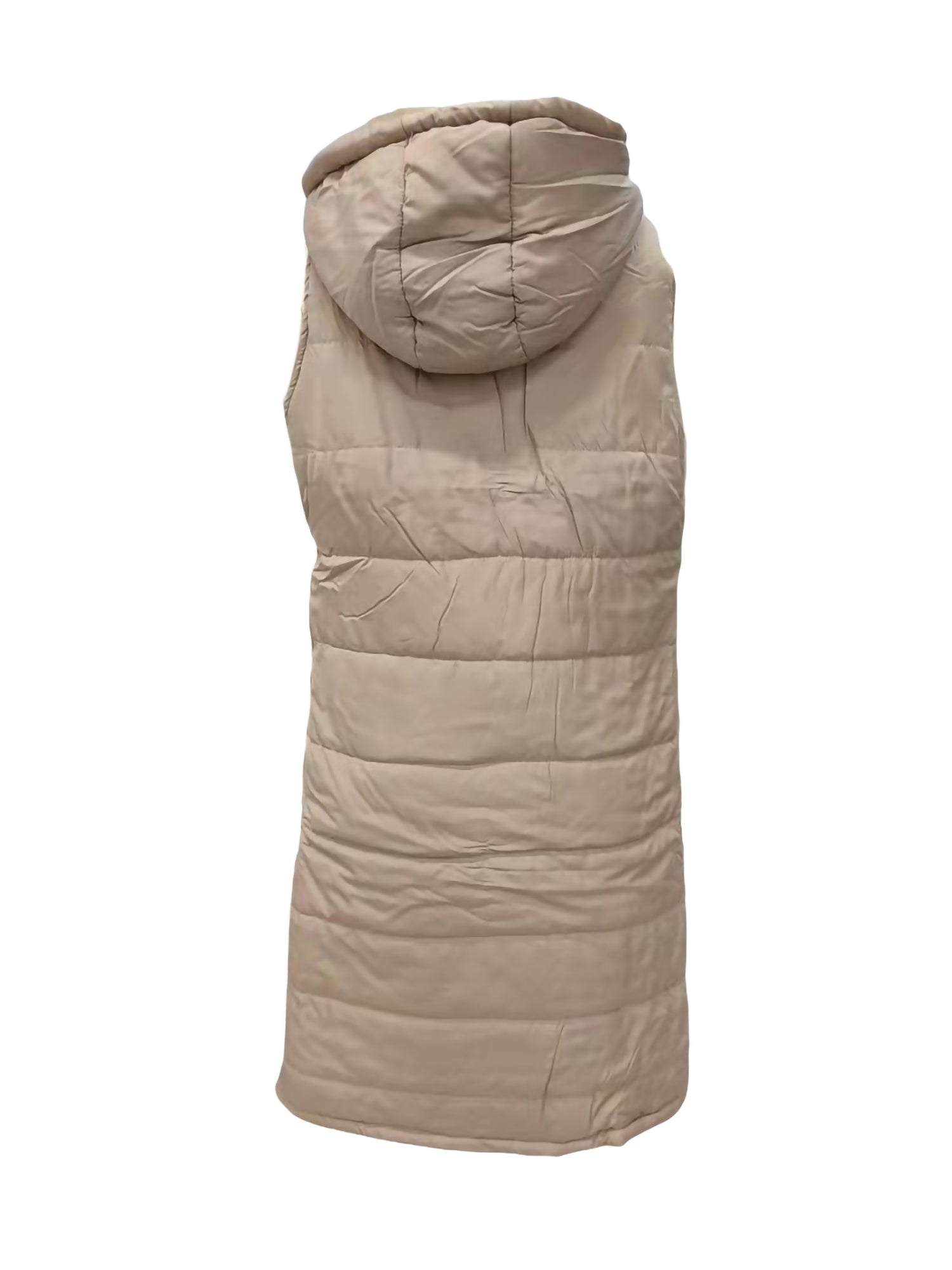 Women's Hooded Down Long Vest Padded Jacket with Pockets R443167