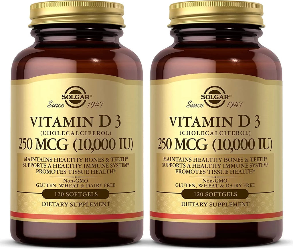 Vitamin D3 Cholecalciferol 250 MCG 10,000 IU 120 Count Pack of 2 U78768