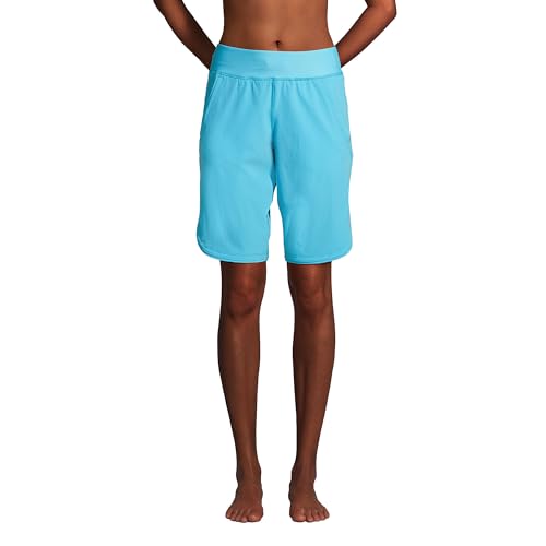 Women's 11" Quick Dry Elastic Waist Board Shorts Swim Cover-up Shorts with Panty J5429