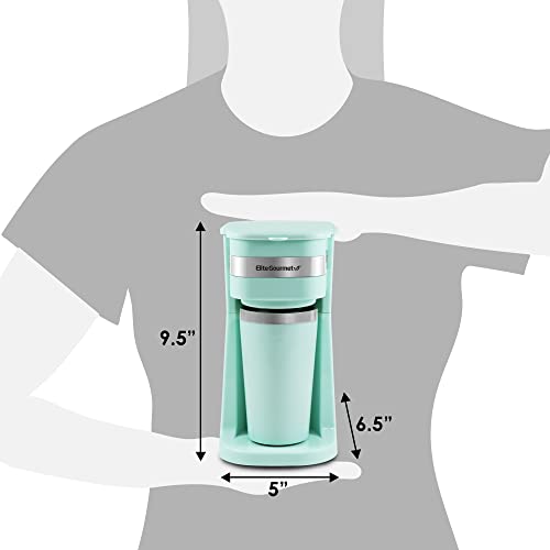 Black Compact Single-Serve Coffee Maker with 14Oz. Stainless Steel Travel Mug F278759