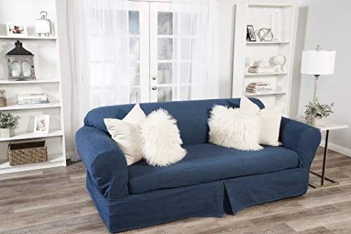 Blue Cotton Denim Sofa Slipcover W3621