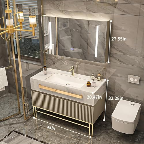 44" Freestanding Bathroom Vanity with Sink and LED Mirror Z1029