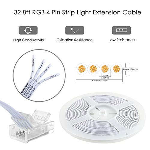4 Pin 10mm LED Strip Connector Kit 32.8ft 5 Pcs A559037