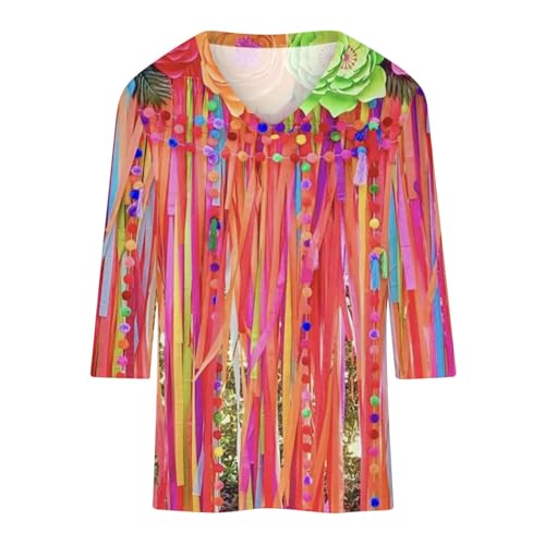 V Neck Elbow Length Sleeve Basic Tops Plus Size Blouse A6794