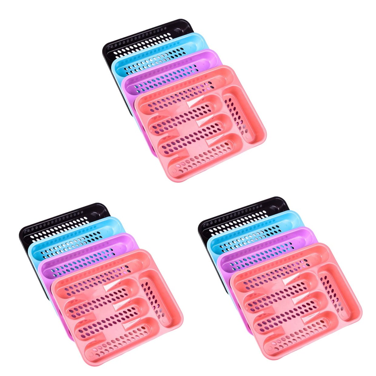 3 Count Kitchen Drawer Storage Tray with Lids Cutlery Organiser C408