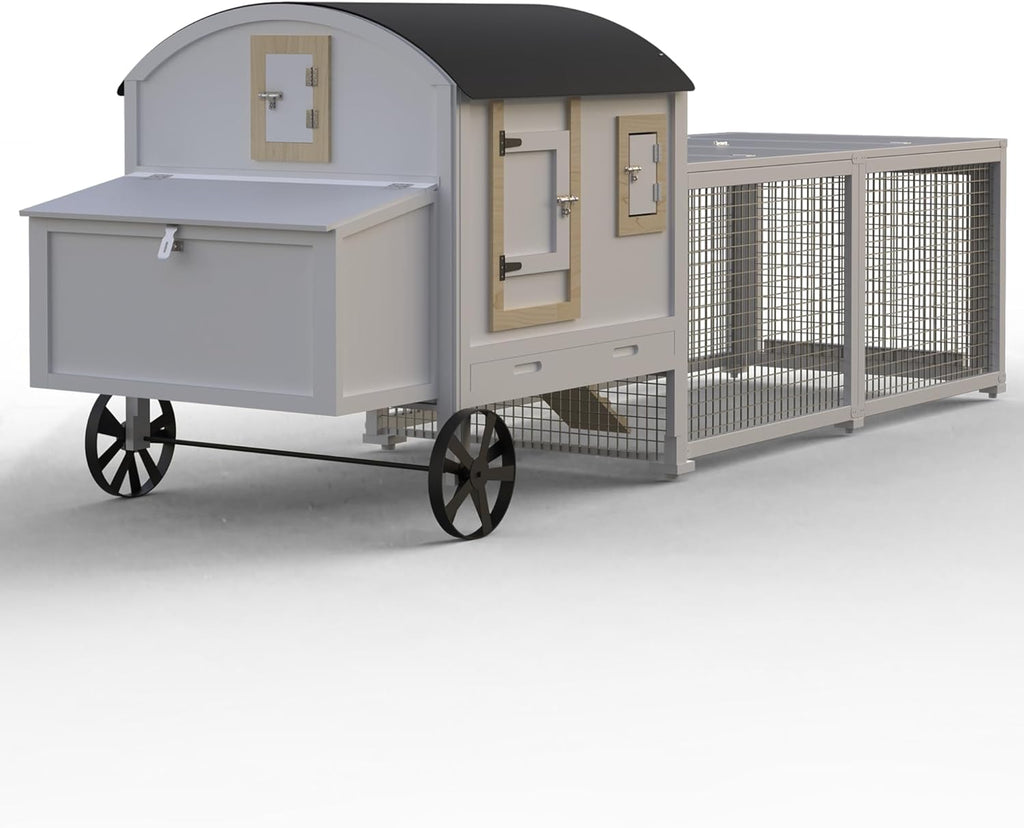 White Wooden Chicken Coop with Run M91547