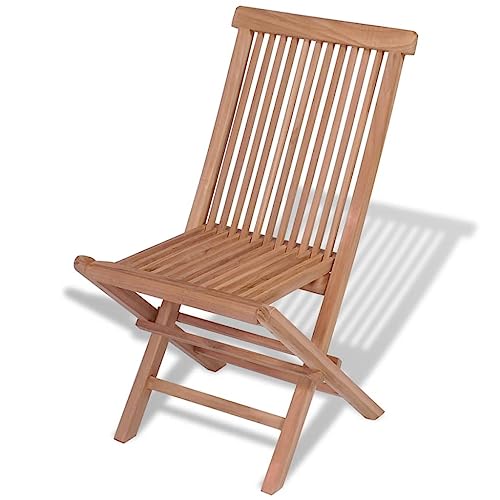 Folding Patio Chairs Set of 4 Solid Teak Wood U652406